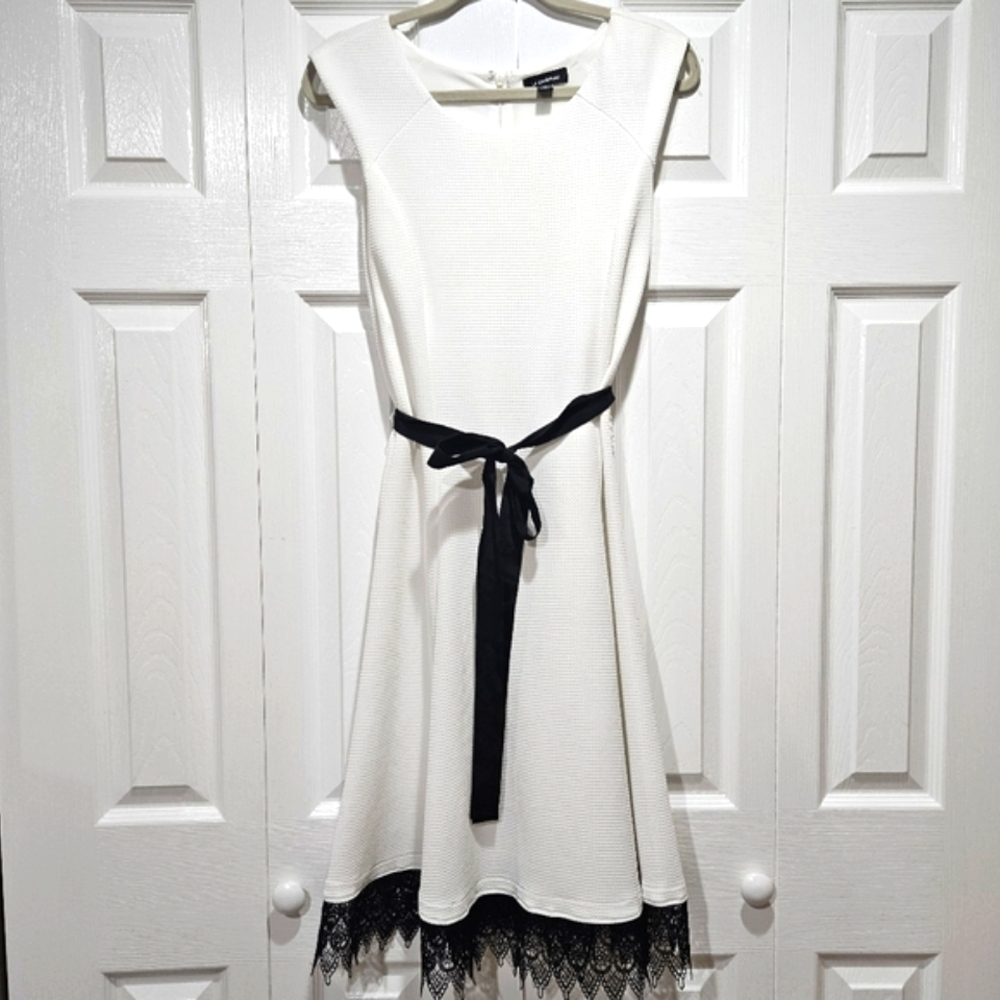 Le Chateau White Dress with Lace Detailing